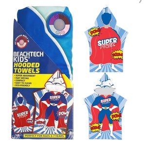 UV Sensing Kids‎ Micro-Fiber Super Power Poncho Hooded Beach Towel Cover Up OS